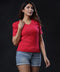 Elegant Short Puff Sleeve Hot Pink T-Shirt